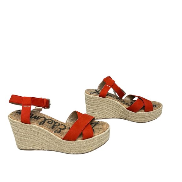 Sam Edelman Destin Orange Platform Espadrille Wedge Sandal women's size 8.5 - Picture 2 of 11